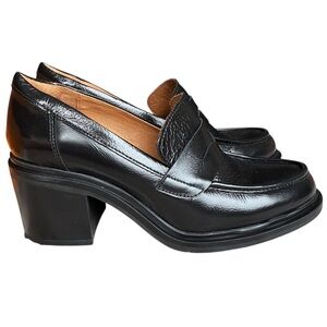 Miz Mooz Day Loafer Black Patent Leather Block Heel EU41